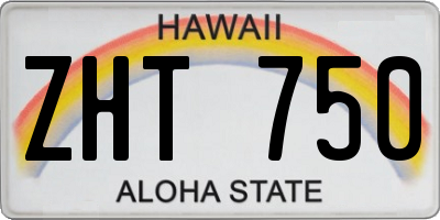 HI license plate ZHT750
