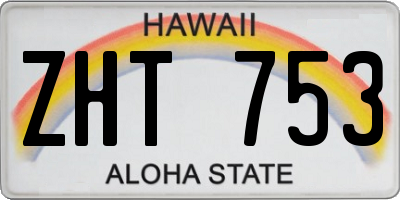 HI license plate ZHT753