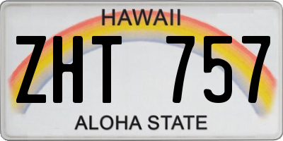 HI license plate ZHT757