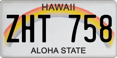 HI license plate ZHT758