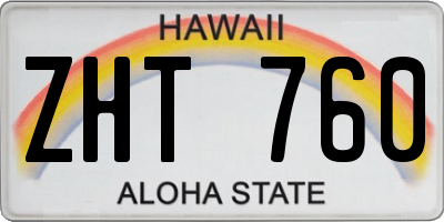 HI license plate ZHT760