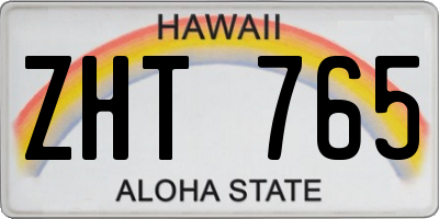 HI license plate ZHT765