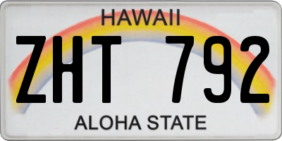 HI license plate ZHT792