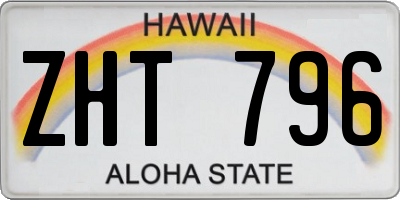HI license plate ZHT796