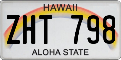 HI license plate ZHT798