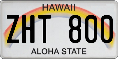 HI license plate ZHT800