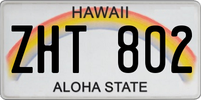 HI license plate ZHT802