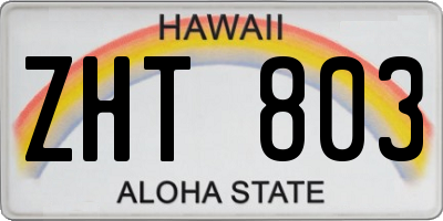 HI license plate ZHT803