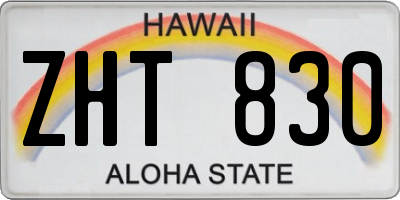 HI license plate ZHT830