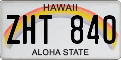 HI license plate ZHT840