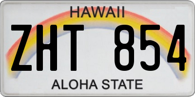 HI license plate ZHT854