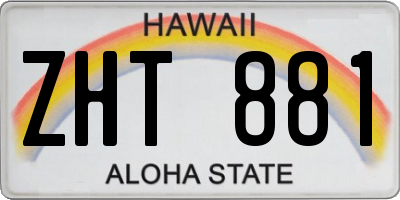 HI license plate ZHT881