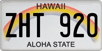 HI license plate ZHT920