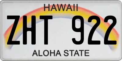 HI license plate ZHT922
