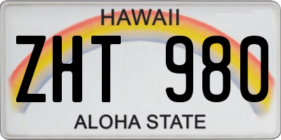 HI license plate ZHT980