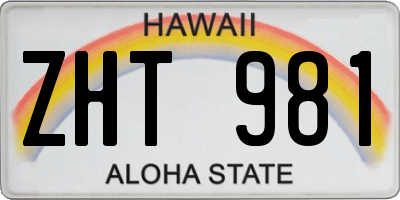 HI license plate ZHT981