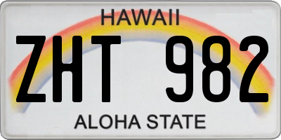 HI license plate ZHT982