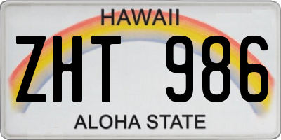HI license plate ZHT986