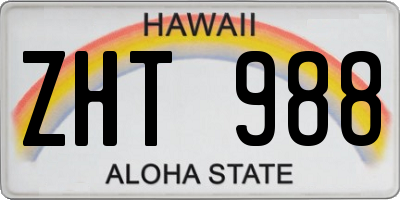 HI license plate ZHT988