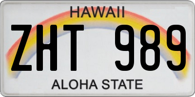 HI license plate ZHT989