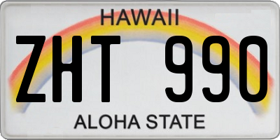 HI license plate ZHT990