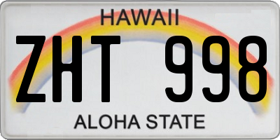 HI license plate ZHT998
