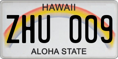 HI license plate ZHU009