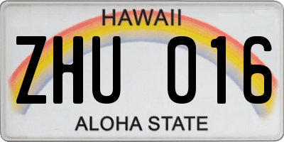 HI license plate ZHU016