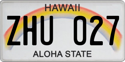 HI license plate ZHU027