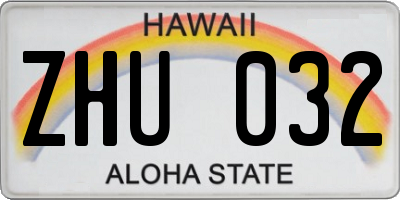 HI license plate ZHU032