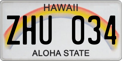 HI license plate ZHU034