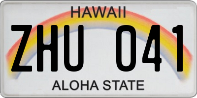 HI license plate ZHU041