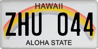 HI license plate ZHU044