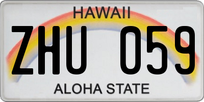 HI license plate ZHU059