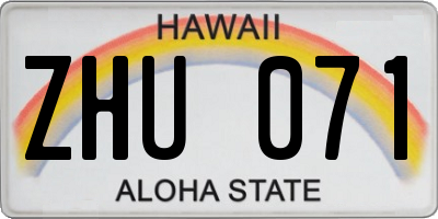 HI license plate ZHU071