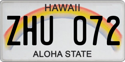 HI license plate ZHU072