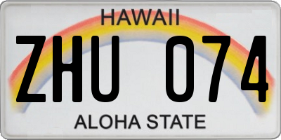 HI license plate ZHU074