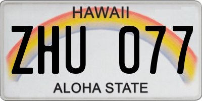 HI license plate ZHU077