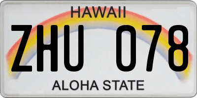 HI license plate ZHU078