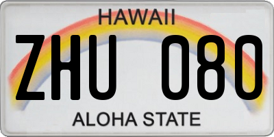 HI license plate ZHU080