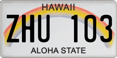 HI license plate ZHU103