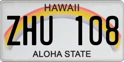 HI license plate ZHU108