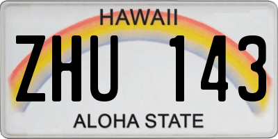 HI license plate ZHU143