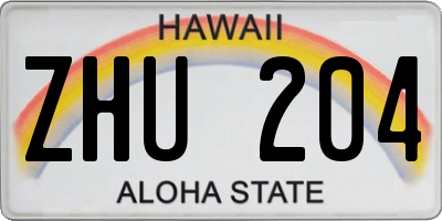 HI license plate ZHU204