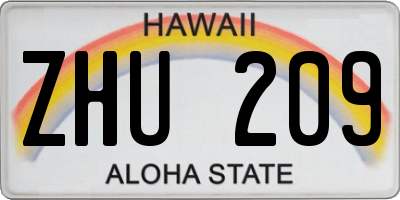 HI license plate ZHU209