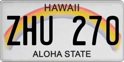 HI license plate ZHU270