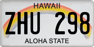 HI license plate ZHU298