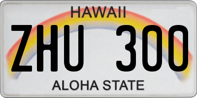HI license plate ZHU300