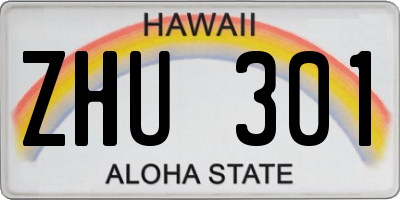 HI license plate ZHU301