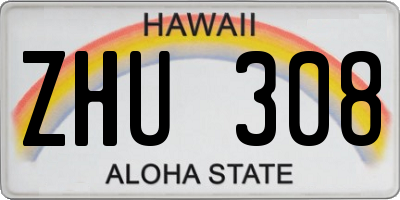 HI license plate ZHU308